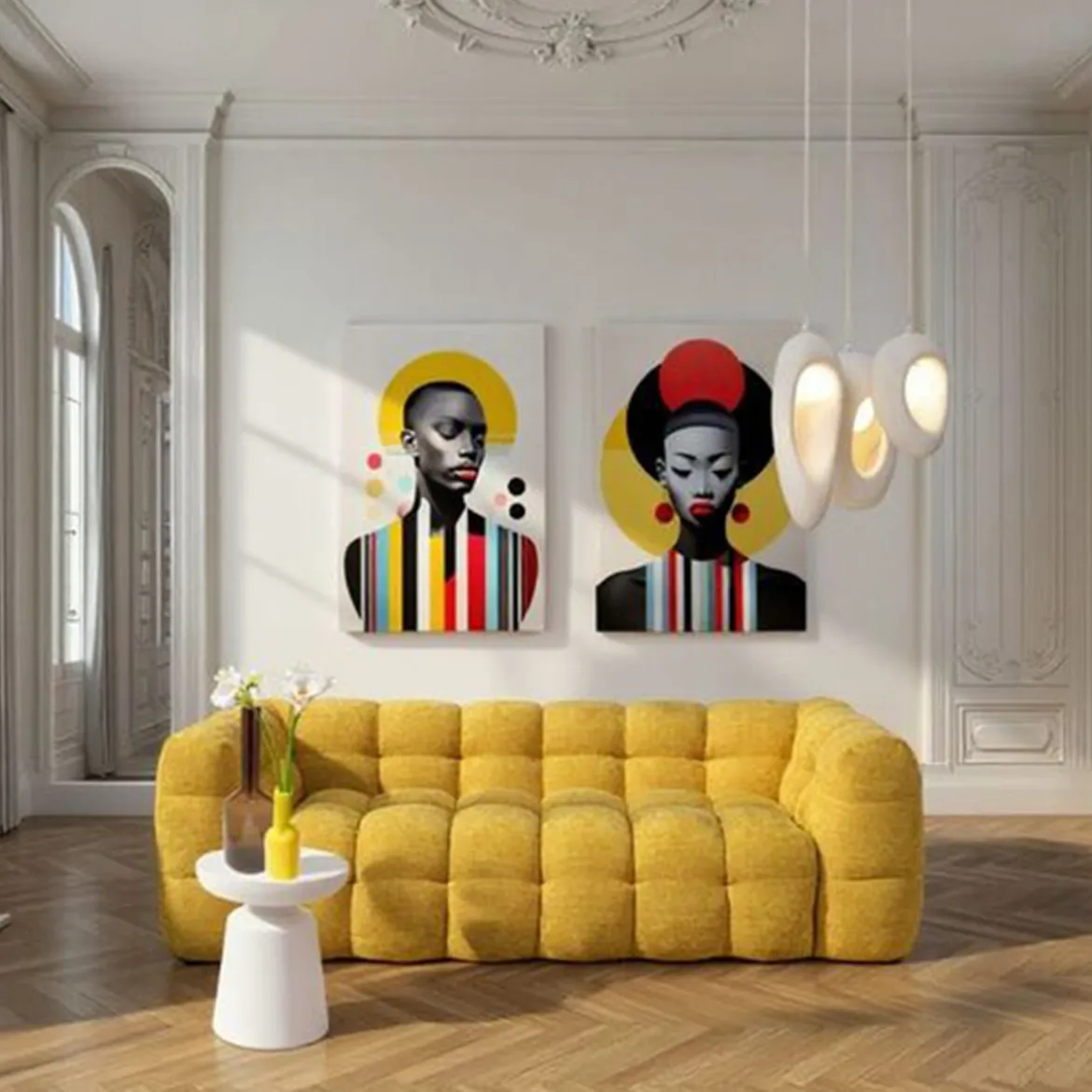 Glazen wanddecoratie geel - Kare Design Muse
