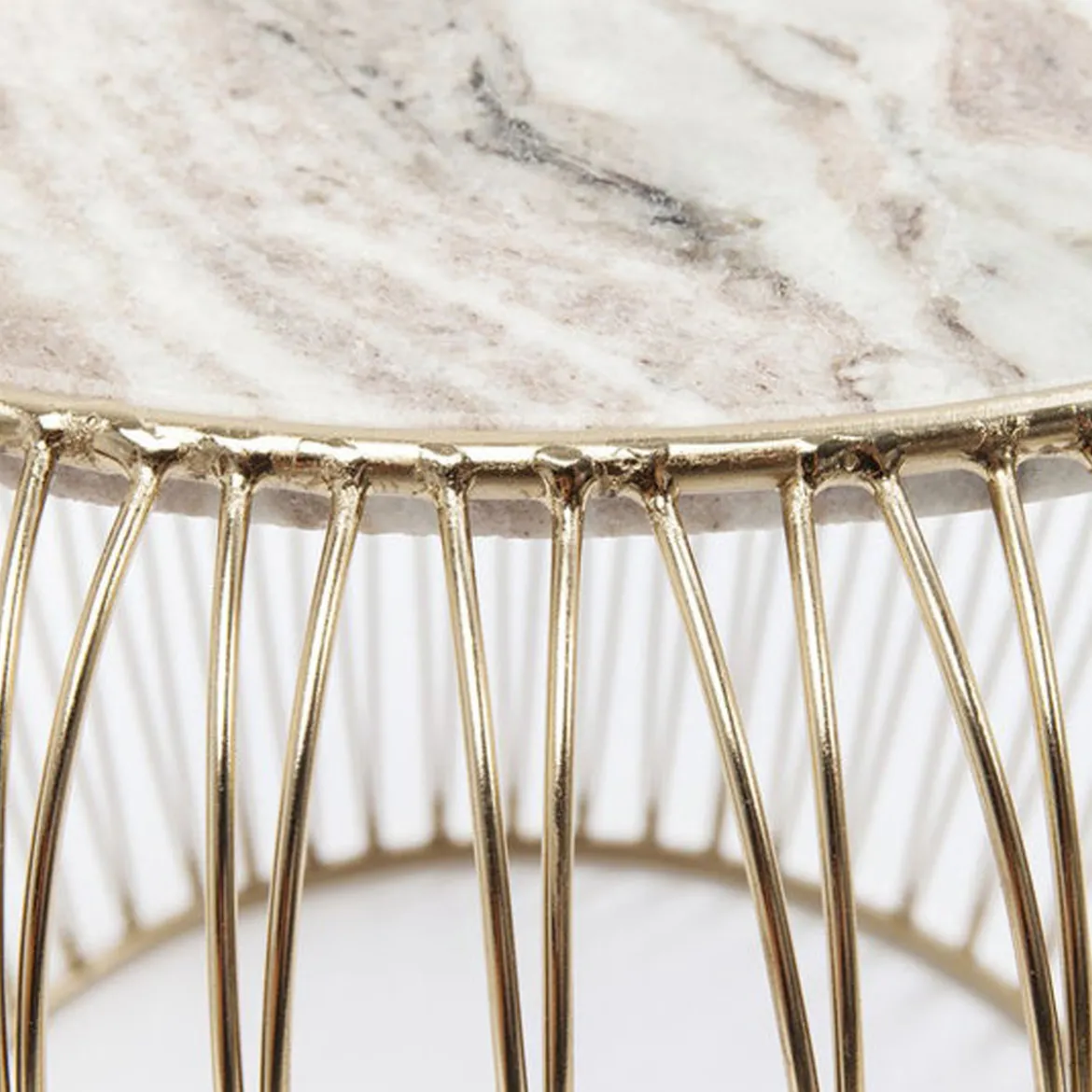 Gouden bijzettafel met marmer - Kare Design Beam Grey