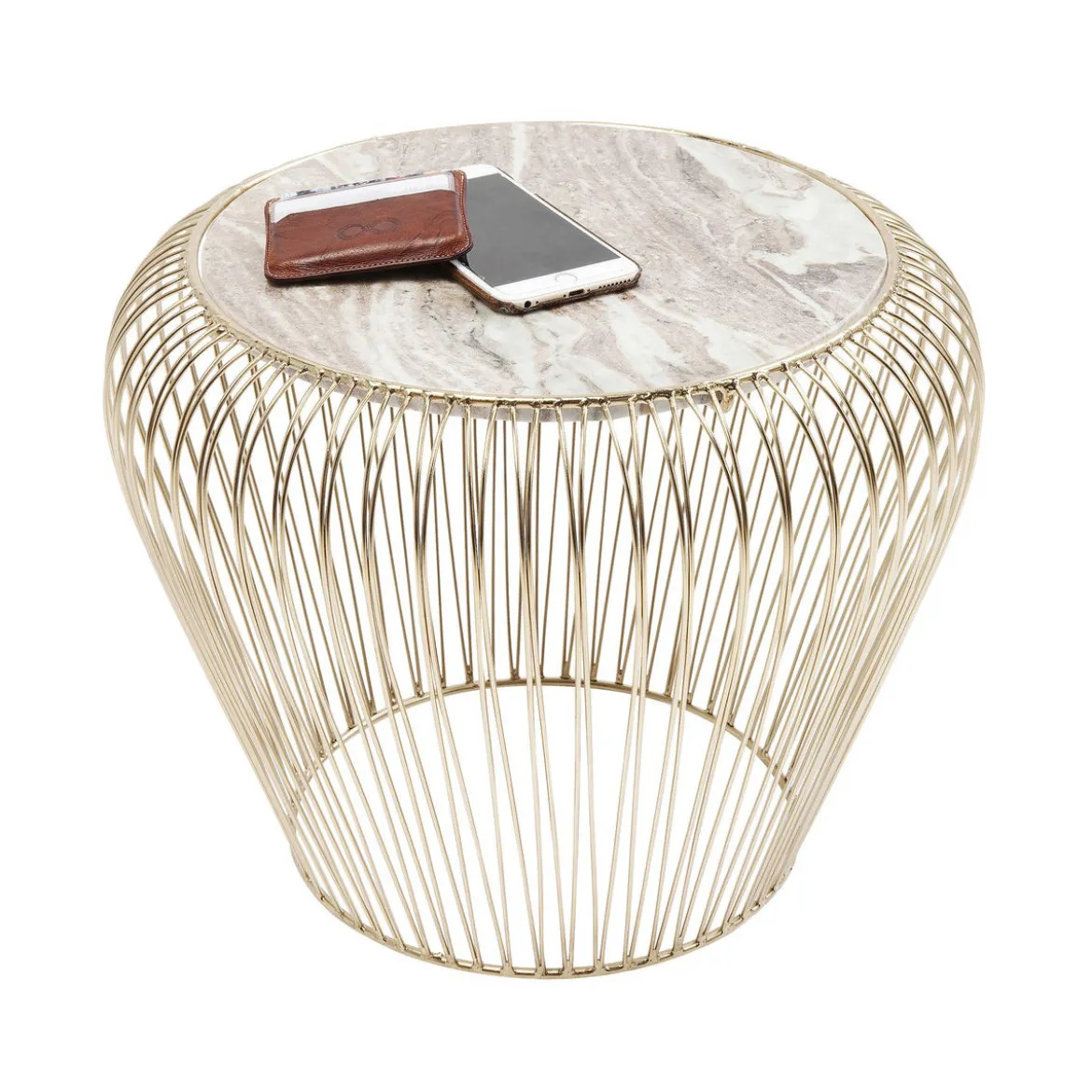Gouden bijzettafel met marmer - Kare Design Beam Grey