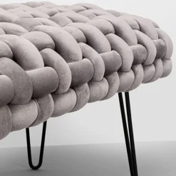 Grijs bankje gewoven fluweel - Kare Design Weave Grey
