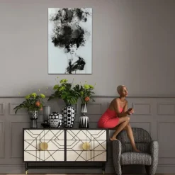 Groot schilderij zwart-wit - Kare Design Smokey Hair