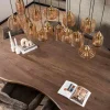 Grote eettafel hanglamp amber glas - Santa Rib Glass