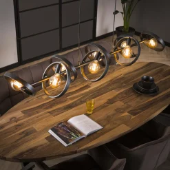 Grote hanglamp metalen ringen zwart - Santa Hover 8