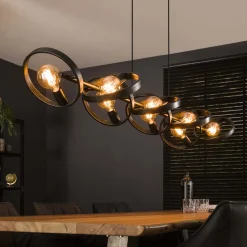 Grote hanglamp metalen ringen zwart - Santa Hover 8