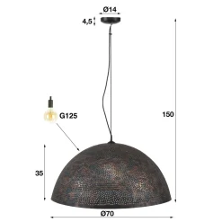 Grote hanglamp rond industrieel - Santa Punch