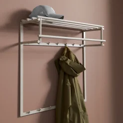 Grote kapstok beige met hoedenplank - Bodio Buis