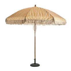Grote parasol Ibiza stijl 256 cm geel - Brafab Gatsby Yellow Stripe