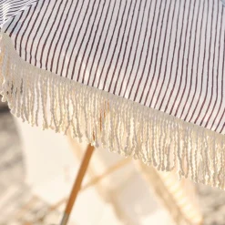 Grote parasol Ibiza stijl 256 cm grijs - Brafab Gatsby Grey Stripe
