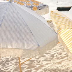 Grote parasol Ibiza stijl 256 cm grijs - Brafab Gatsby Grey Stripe