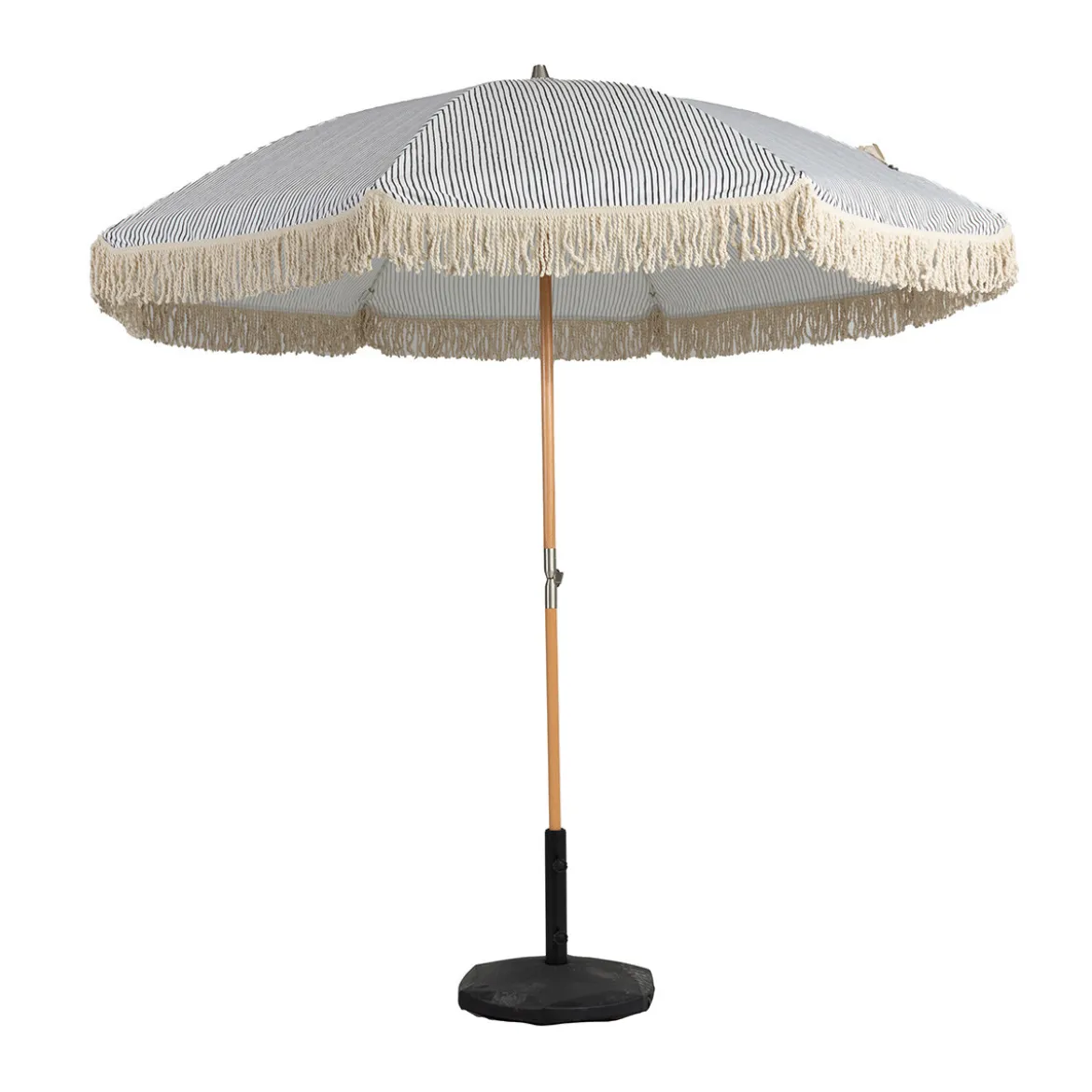 Grote parasol Ibiza stijl 256 cm grijs - Brafab Gatsby Grey Stripe