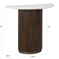 Halfronde wandtafel marmer en hout - Richmond Interiors Mayfield