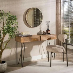 Haltafel mangohout met golvend front - Giani Ocean