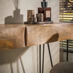 Haltafel mangohout met golvend front - Giani Ocean