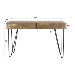 Haltafel mangohout met golvend front - Giani Ocean
