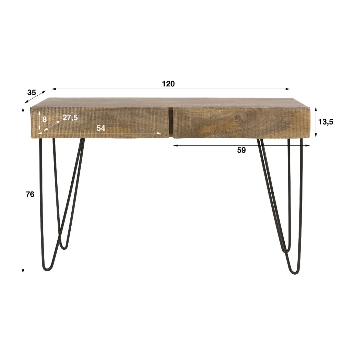Haltafel mangohout met golvend front - Giani Ocean