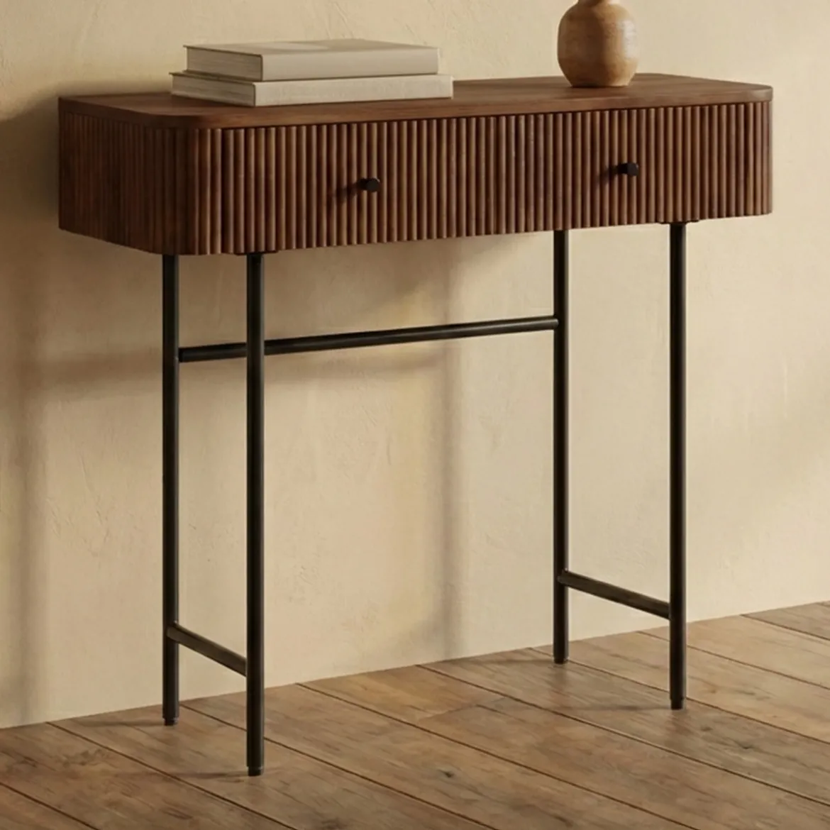 Haltafel ribbel hout 80 cm - Bodio Mirah