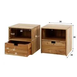 Hangende nachtkastjes hout (set van 2) - Giani Flat set van 2