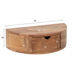 Hangend nachtkastje half rond hout - Giani Curve