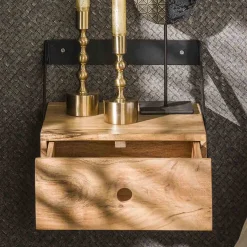 Hangend nachtkastje hout en metaal (set van 2) - Giani Strip XS (set van 2)