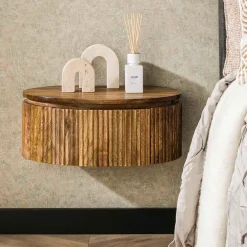 Hangend nachtkastje rond hout - Giani Wave Rond