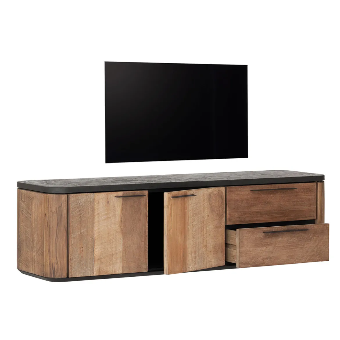 Hangend tv-meubel teak en mortex - DTP Home Soho