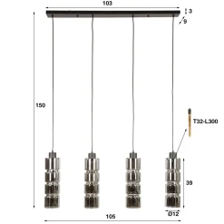 Hanglamp eettafel glazen cyclinders - Santa Cylinder Glas