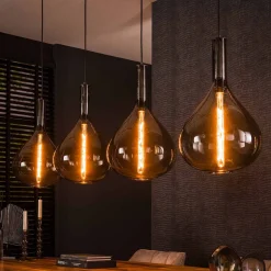 Hanglamp glas druppels - Santa Drop Smoke Glass