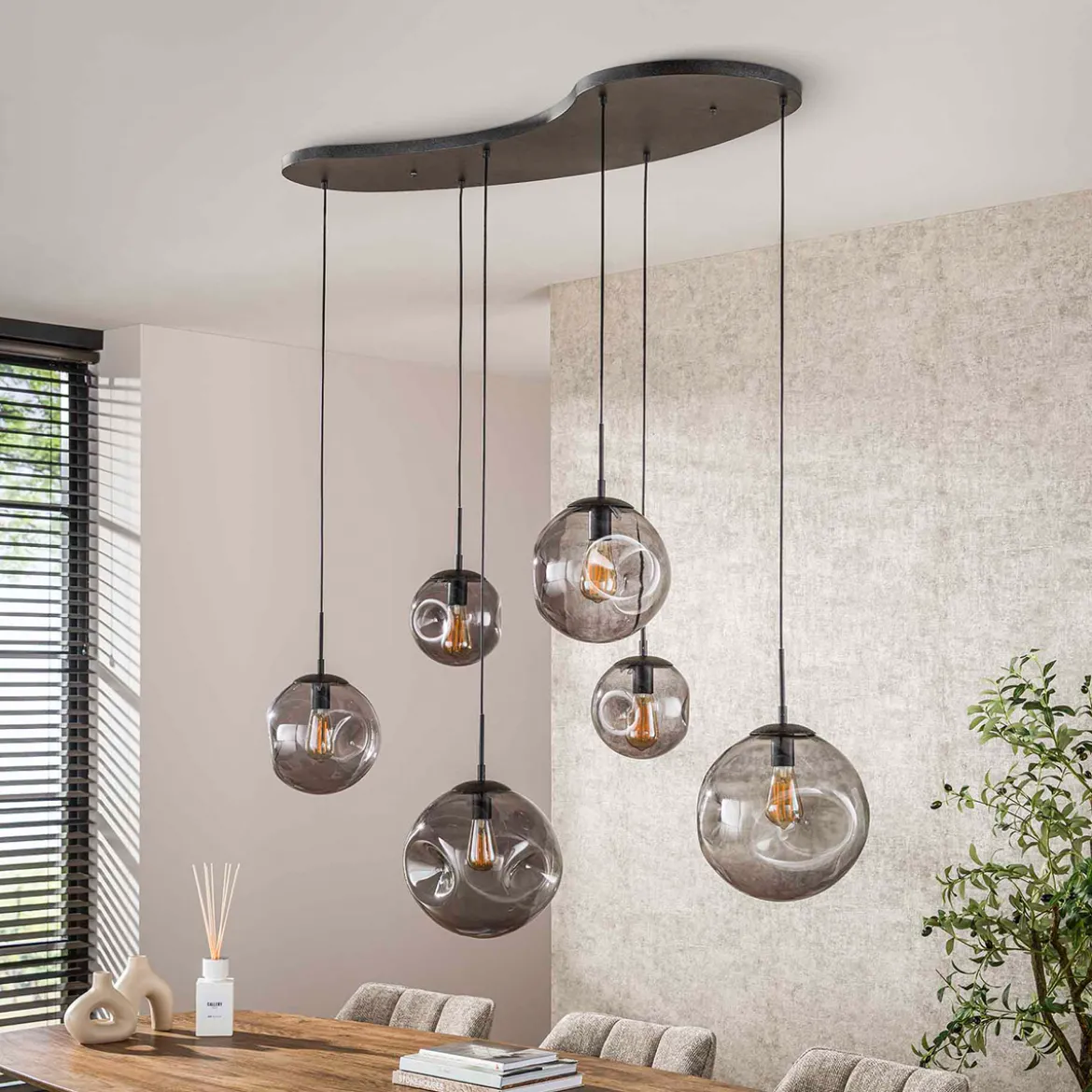 Hanglamp glazen bollen organische vorm - Santa Stellar Black