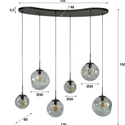 Hanglamp glazen bollen organische vorm - Santa Stellar Black