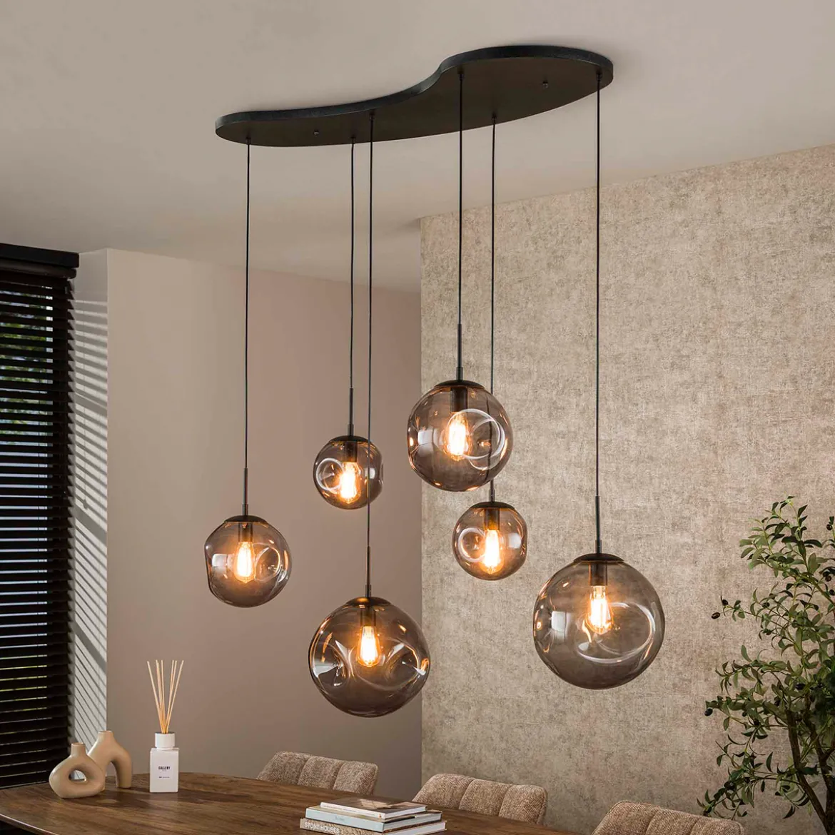 Hanglamp glazen bollen organische vorm - Santa Stellar Black