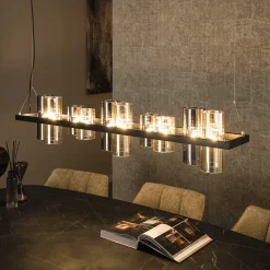 Hanglamp 10 glazen kapjes - Santa Cylinder Mixed Glass