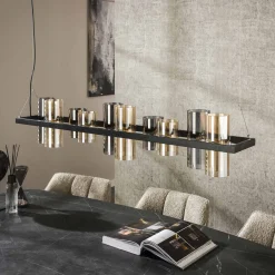 Hanglamp 10 glazen kapjes - Santa Cylinder Mixed Glass