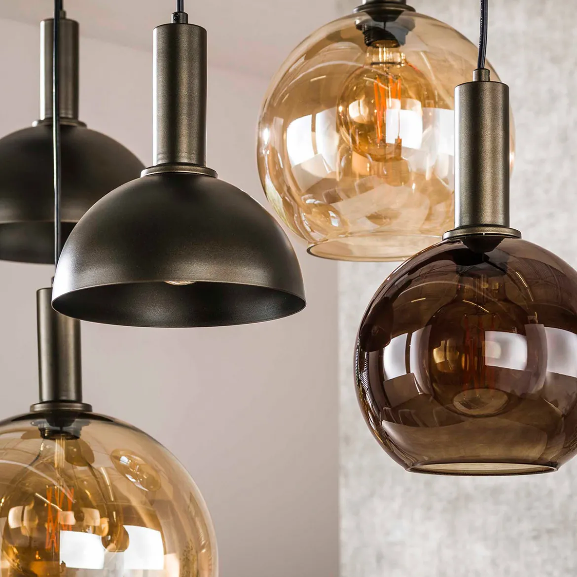 Hanglamp 4+3-lichts bruin - Santa Cluster