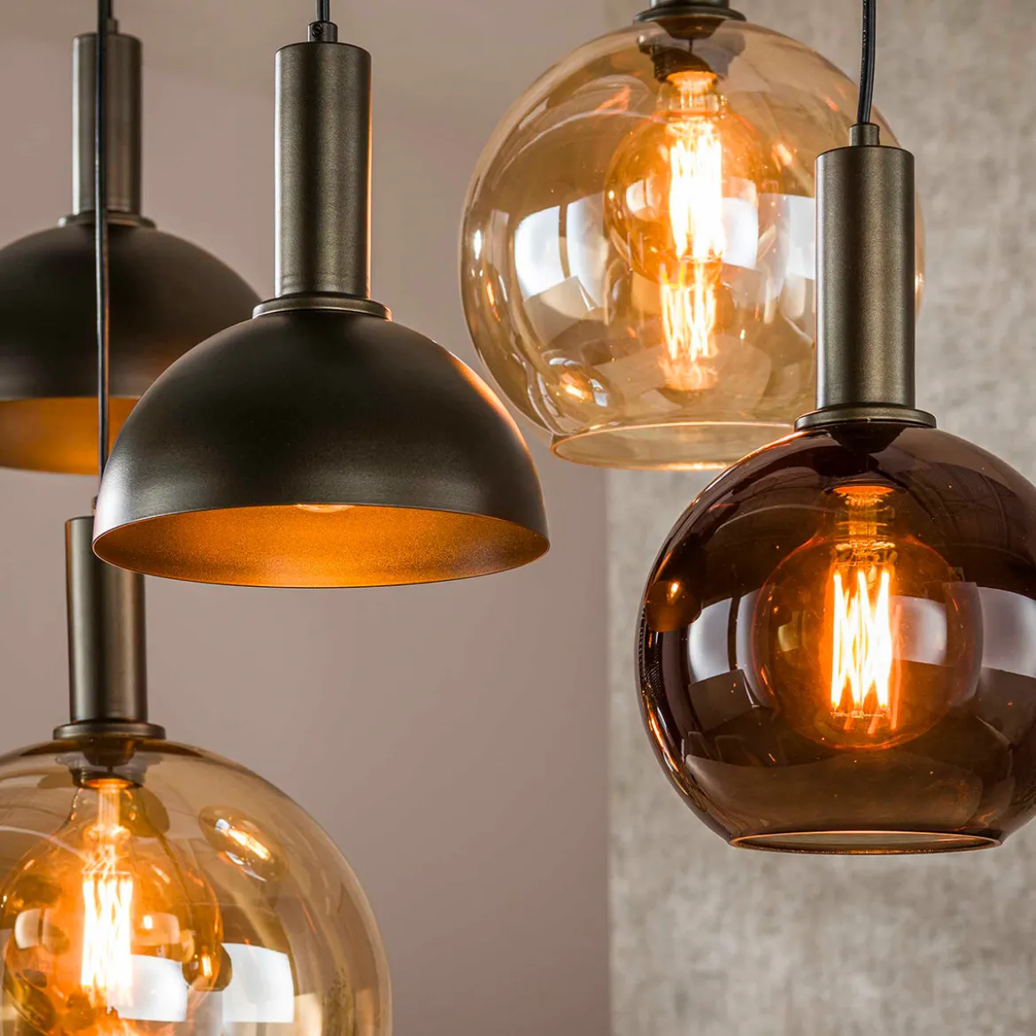 Hanglamp 4+3-lichts bruin - Santa Cluster