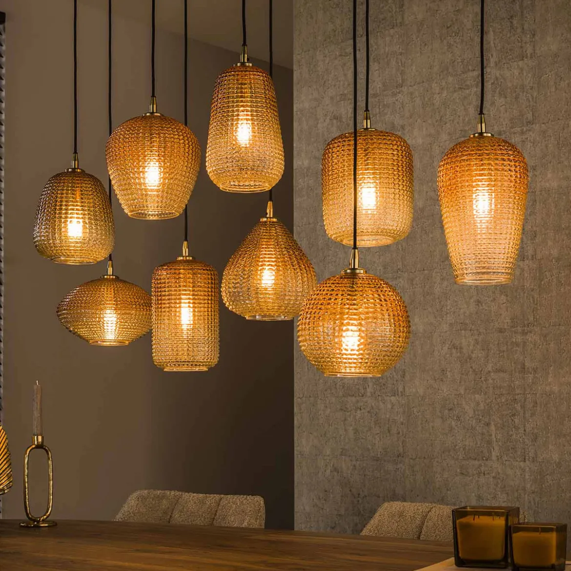 Hanglamp 9 lichts glas - Santa Dot Pattern