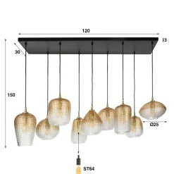 Hanglamp 9 lichts glas - Santa Dot Pattern
