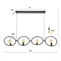 Hanglamp 4-lichts zwart - Santa Loop