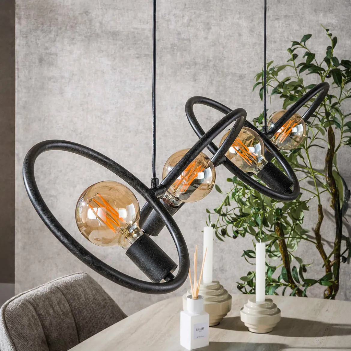 Hanglamp 4-lichts zwart - Santa Loop