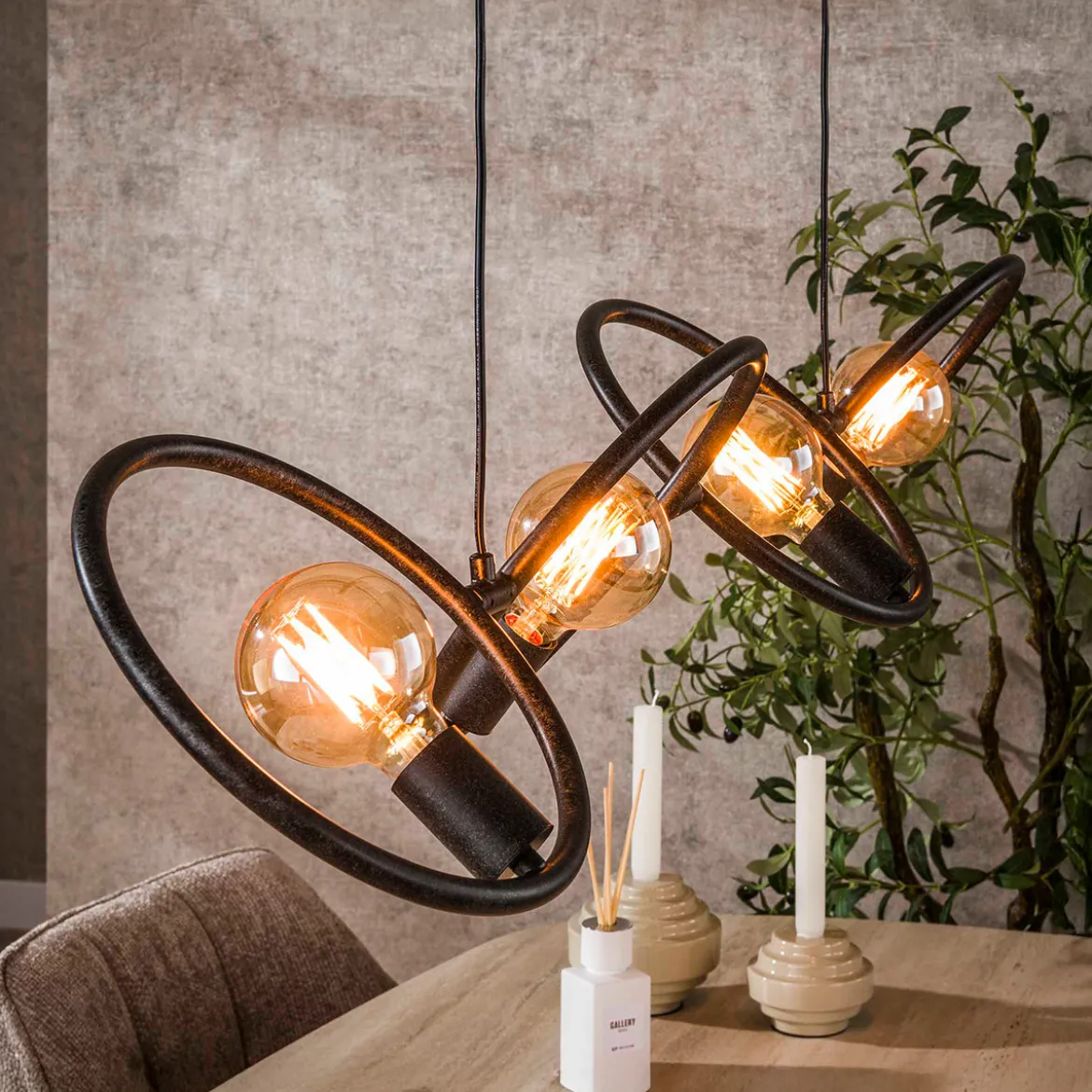 Hanglamp 4-lichts zwart - Santa Loop