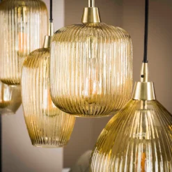Hanglamp met 5 amberkleurige kappen - Santa Dale