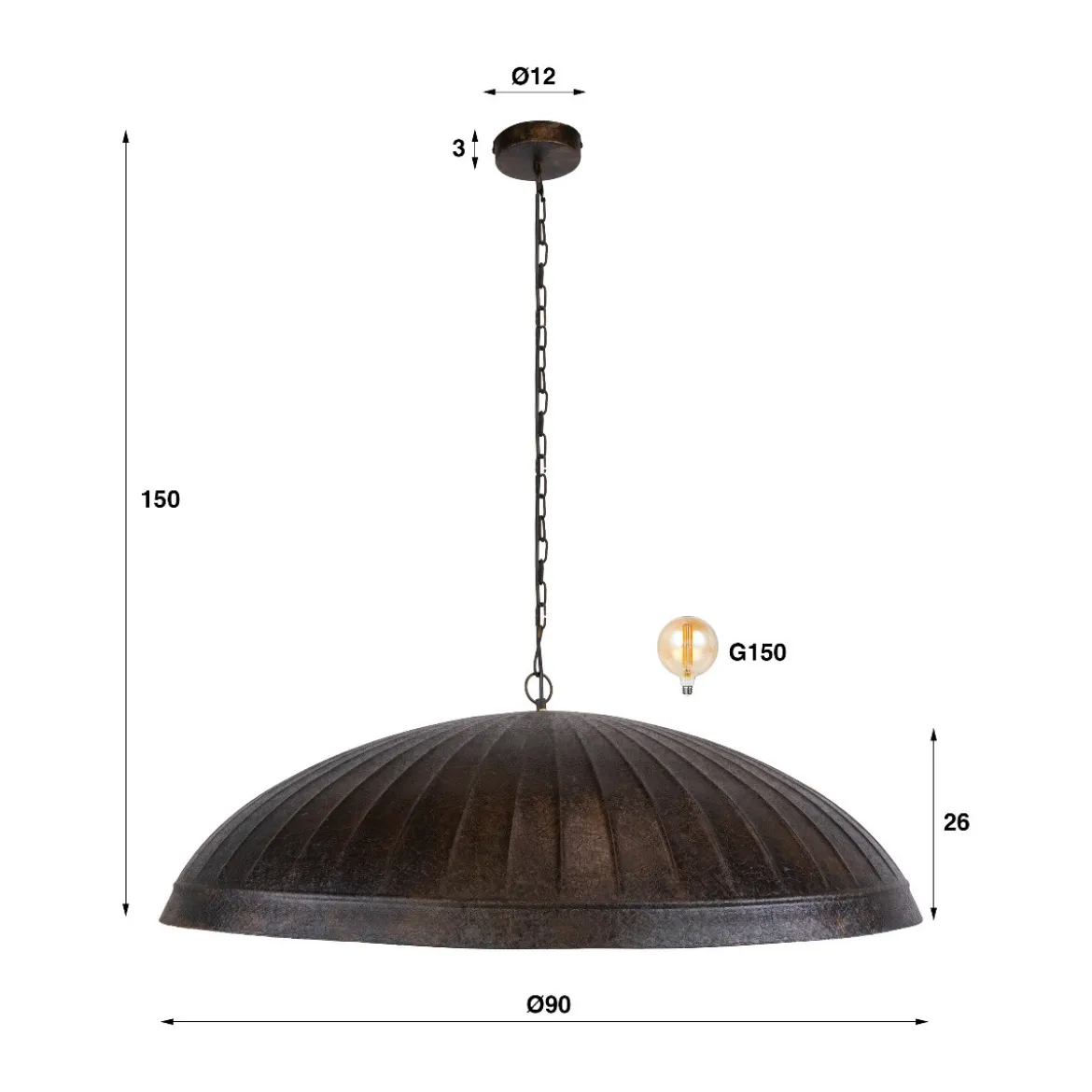 Hanglamp met brede halfronde kap - Santa Guard