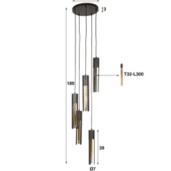 Hanglamp met 5 buizen - Santa Tube