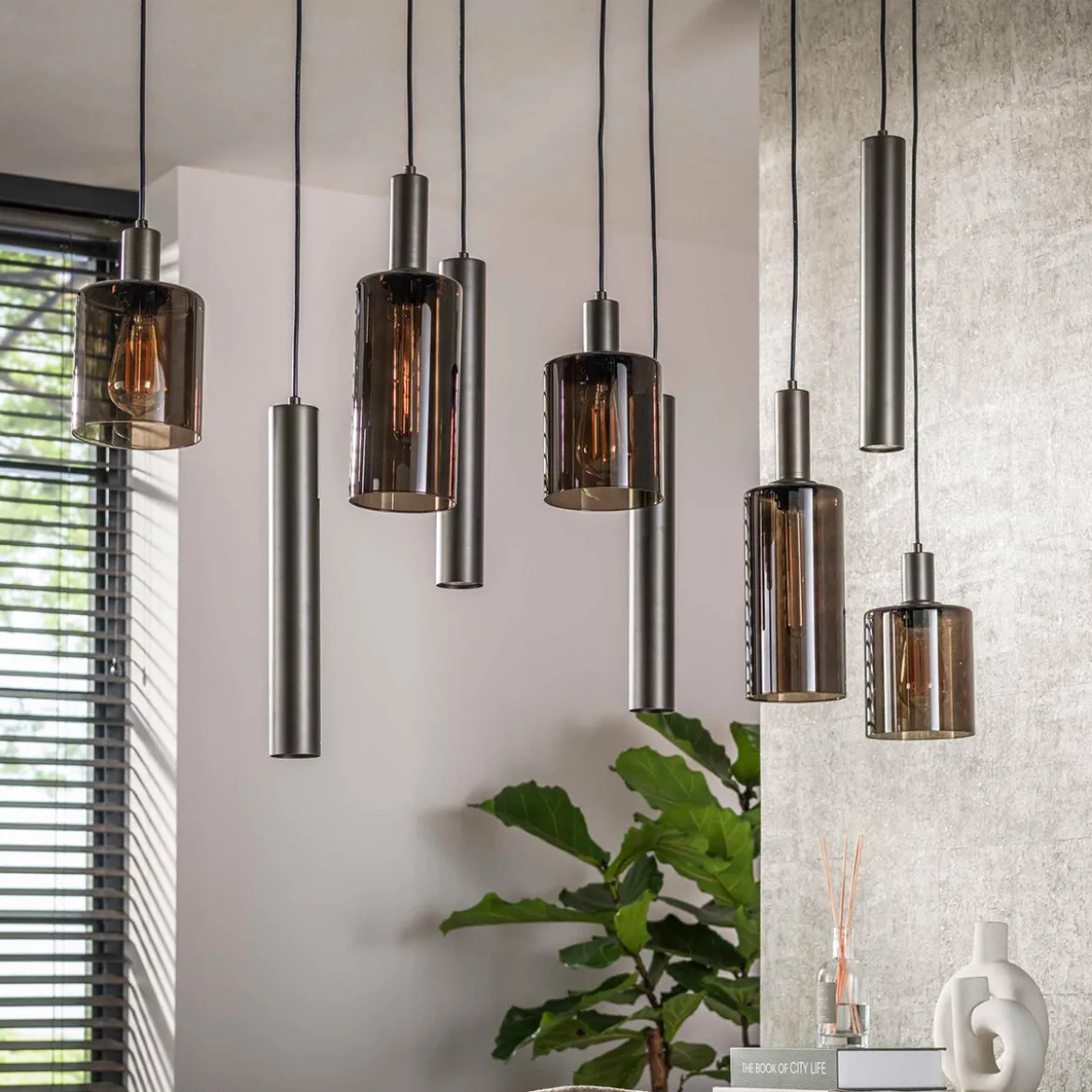 Hanglamp met cilindervormige glazen - Santa Sepiora