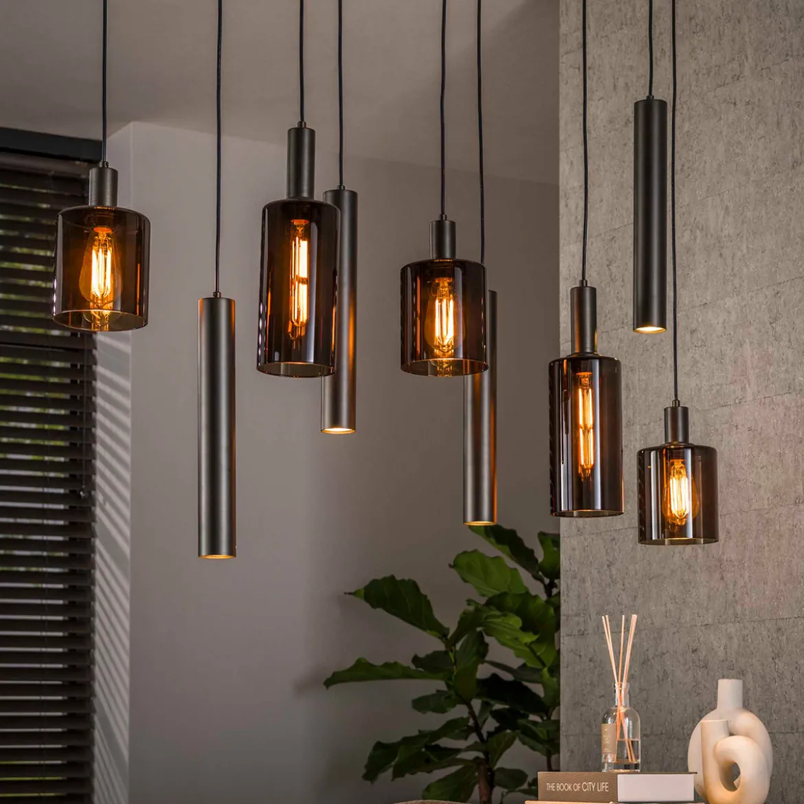 Hanglamp met cilindervormige glazen - Santa Sepiora