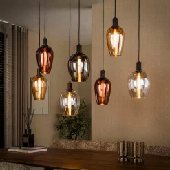 Hanglamp met gekleurde glazen kappen - Santa Amfora