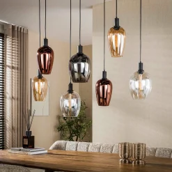 Hanglamp met gekleurde glazen kappen - Santa Amfora