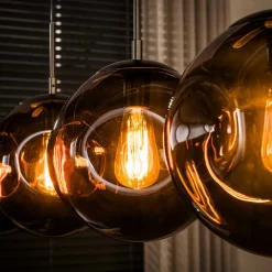 Hanglamp met 4 glazen bollen bruin - Santa Stellar