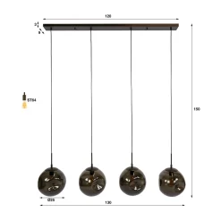 Hanglamp met 4 glazen bollen bruin - Santa Stellar