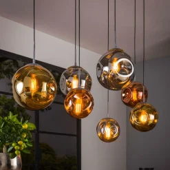 Hanglamp met 7 glazen bollen - Santa Stellar