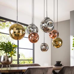 Hanglamp met 7 glazen bollen - Santa Stellar